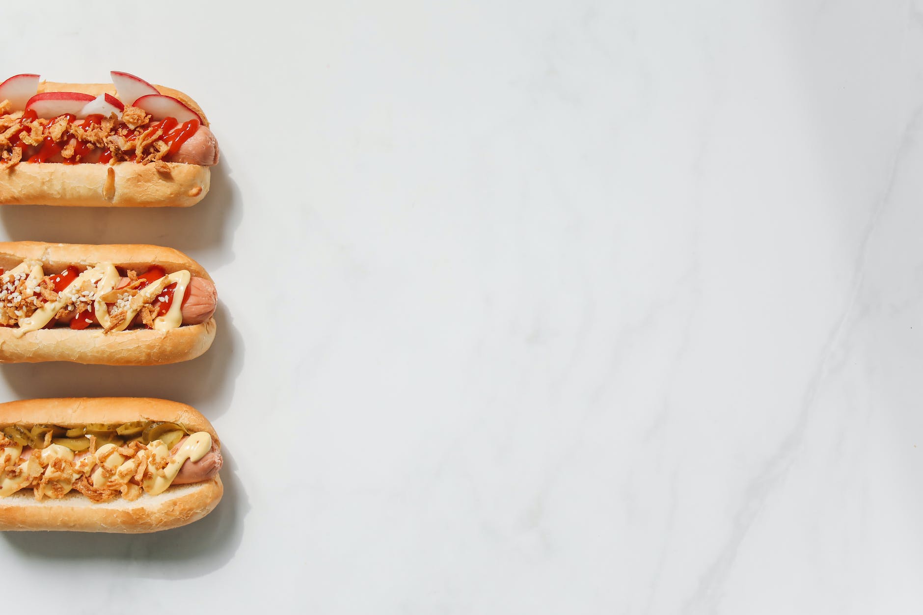 hotdog sandwiches on white background